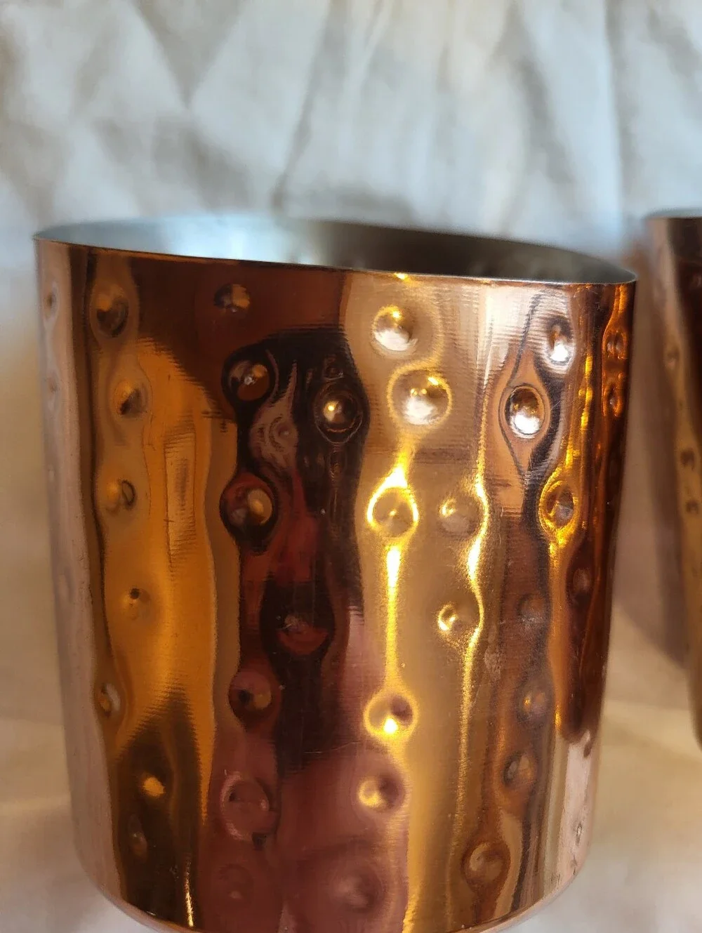 Acopa Set Of Two  12 Oz Hammered Copper Accent Holder - Rose Copper Finish